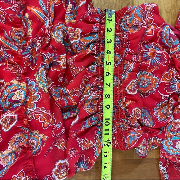 RabbitRabbitRabbit red sheer floral maxi dress 6 - Picture 11 of 12